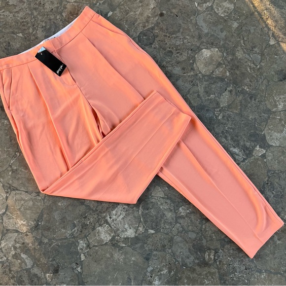 Nasty Gal Pants - Nasty Gal High-Waisted Apricot Tailored Pants
